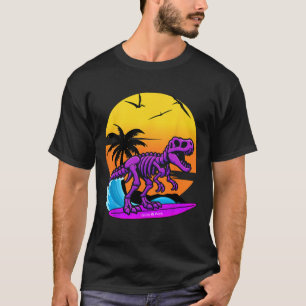 Neon-Surfing-T-Rex-Skelett mit Vintage-Strand-Retr T-Shirt