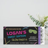 Neon Sweet 16 Birthday Glow Party Einladung (Stehend Vorderseite)