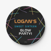 Neon Sweet 16 Birthday Glow Party Pappteller (Vorderseite)