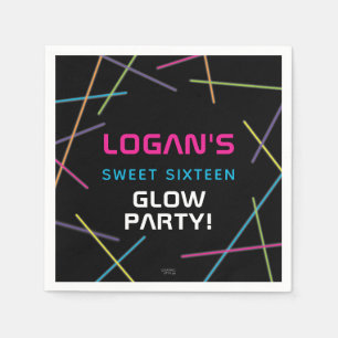 Neon Sweet 16 Geburtstag Glow Party Serviette