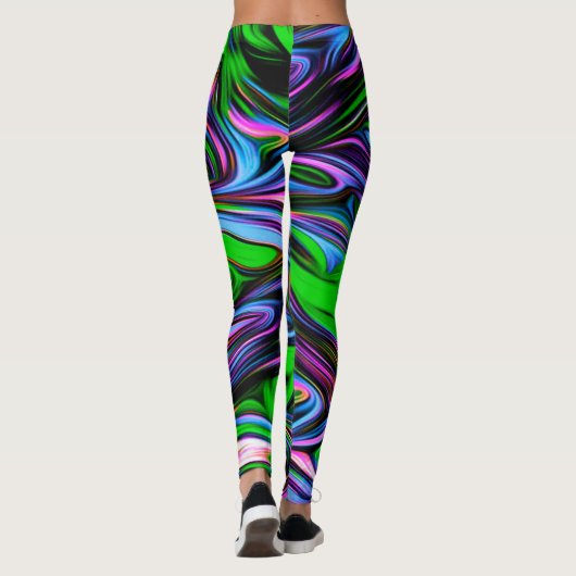 Neon Swirl Design Pattern Leggings (Rückseite)