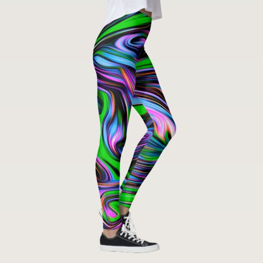 Neon Swirl Design Pattern Leggings (Rechts)