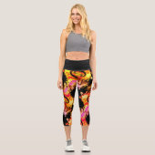 Neon Swirl Fire High Waist Capri Leggings (Vorderseite)