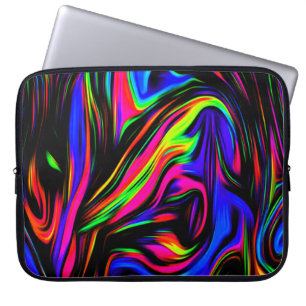 Neon Swirls Marbled Black Yellow Pink Blue Laptopschutzhülle