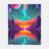 Neon-Synthwave-Alien-Planet-Retro-Gamer Fleecedecke (Vorderseite)