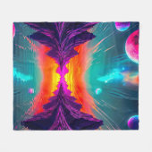 Neon-Synthwave-Alien-Planet-Retro-Gamer Fleecedecke (Vorderseite (Horizontal))