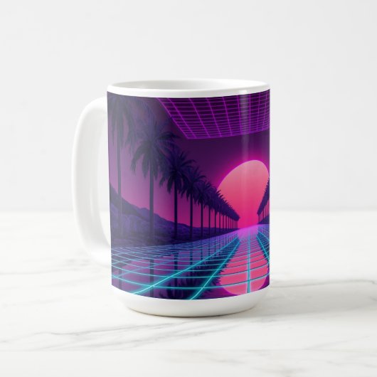 Neon-Synthwave-Ästhetik-Kaffeetasse Kaffeetasse (Vorderseite Links)