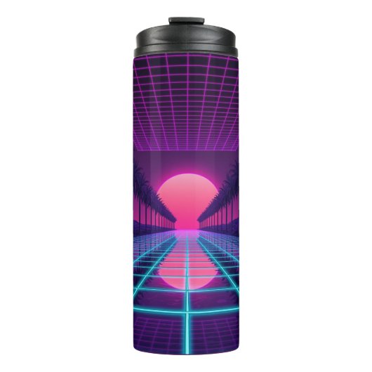 Neon-Synthwave-Ästhetik-Thermobecher Thermosbecher (Vorderseite)