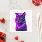 Neon Synthwave Cat Art Serviette (Beispiel)