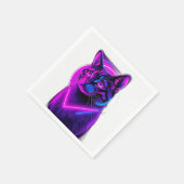 Neon Synthwave Cat Art Serviette (Ecke)