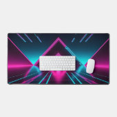 Neon Synthwave Glowing Pyramid Tunnel Gamer Schreibtischunterlage (Tastatur & Maus)