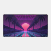 Neon Synthwave Grid Schreibtischunterlage - Retro  (Vorderseite)