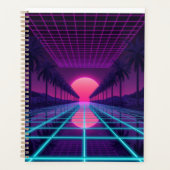 Neon Synthwave Grid Schreibtischunterlage - Retro  Planer (Vorderseite)