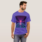 Neon Synthwave Horizont - Retro 80er Cyberpunk Git T-Shirt (Vorne ganz)