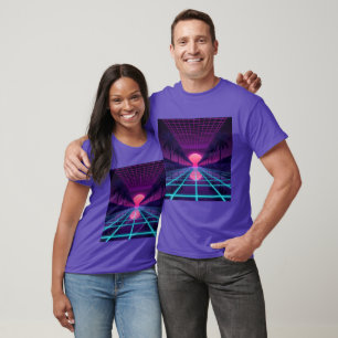 Neon Synthwave Horizont - Retro 80er Cyberpunk Git T-Shirt