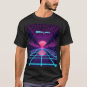 Neon Synthwave Horizont - Retro 80er Cyberpunk Git T-Shirt (Vorderseite)