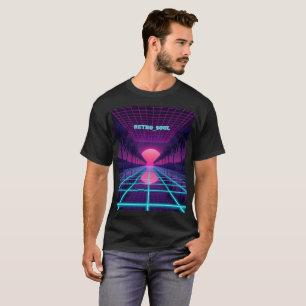 Neon Synthwave Horizont - Retro 80er Cyberpunk Git T-Shirt