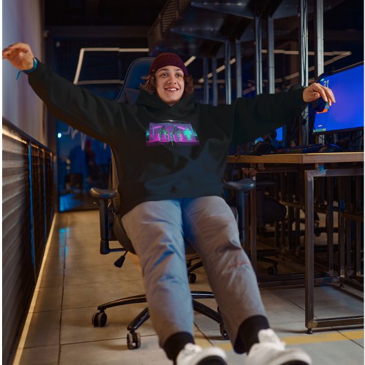 Neon Synthwave Humanoide Roboter Cyberpunk Hoodie