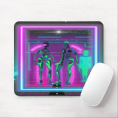 Neon Synthwave Humanoide Roboter Cyberpunk Mousepad (Mit Mouse)