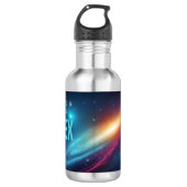 Neon Synthwave Space Galaxy Abstract Glowing Fluid Edelstahlflasche (Vorderseite)