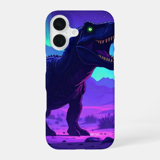 Neon T-Rex iPhone 16 Hülle (Rückseite)
