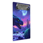 Neon T Rex Nachtlauf Mini Klemmbrett (Schrägansicht)