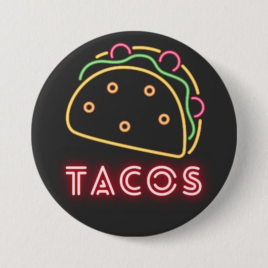 Neon Tacos Symbol  & Text Button  (Vorderseite)