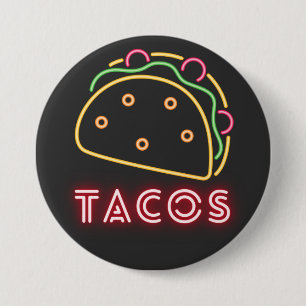 Neon Tacos Symbol  & Text Button 