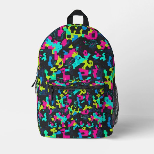 Neon-Tarnmuster Bedruckter Rucksack (Vorderseite)