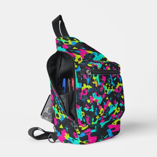 Neon-Tarnmuster Crossbody Bag (Offen)