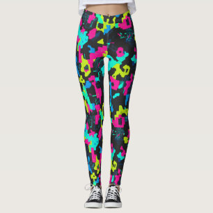 Neon-Tarnmuster Leggings