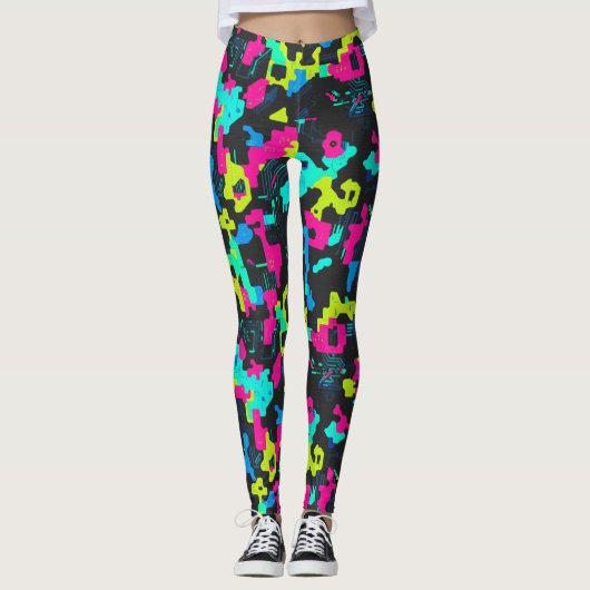 Neon-Tarnmuster Leggings (Vorderseite)