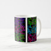 Neon-Tech-Muster Kaffeetasse (VorderseiteRechts)