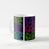 Neon-Tech-Muster Kaffeetasse (Vorderseite Links)