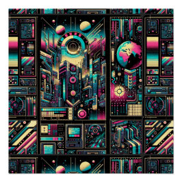 Neon Tech Odyssey Poster