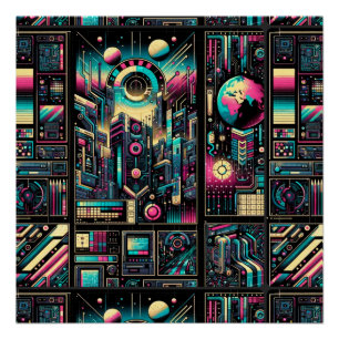 Neon Tech Odyssey Poster