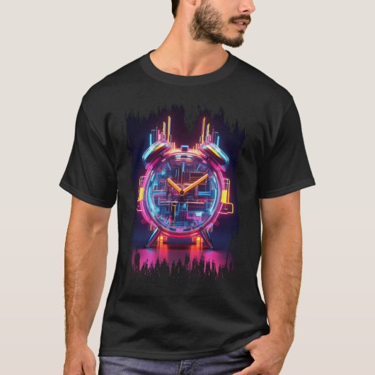 Neon Techno Clock T - Shirt (Vorderseite)