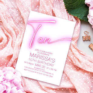 Neon Teen Girls 10. Geburtstag Einladung