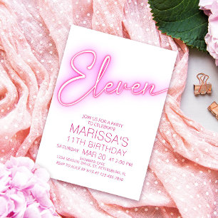 Neon Teen Girls 11. Geburtstag Einladung