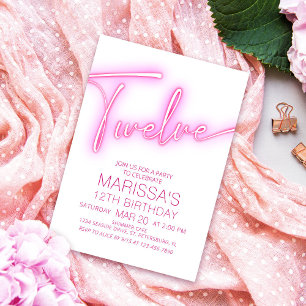 Neon Teen Girls 12. Geburtstag Einladung