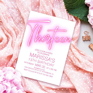 Neon Teen Girls 13. Geburtstag Einladung
