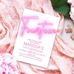 Neon Teen Girls 14. Geburtstag Einladung