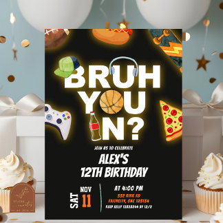 Neon-Teenager Bruh You In Party Geburtstag Einladung