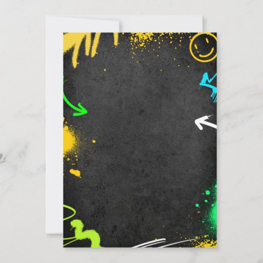 Neon Teenager Grafitti 10 double digit Birthday Einladung (Rückseite)