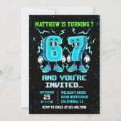 Neon Teenager Grafitti 67 Birthday Einladung (Vorderseite)