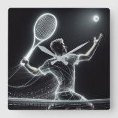 Neon Tennis Player Quadratische Wanduhr (Vorderseite)