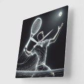 Neon Tennis Player Quadratische Wanduhr (Winkel)