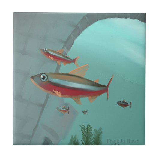 Neon Tetra- Fliese (Vorderseite)