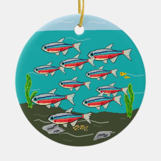 Neon Tetra Keramik Ornament (Vorne)