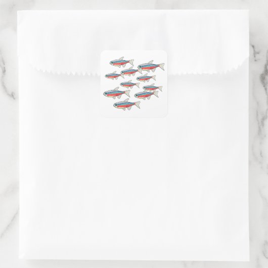 Neon Tetra Quadratischer Aufkleber (Tasche)